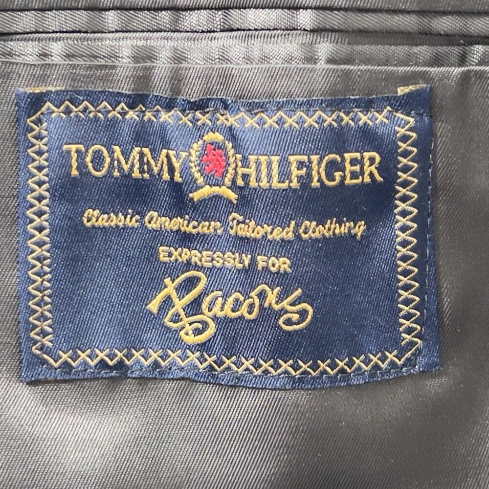 Tommy Hilfiger Houndstooth Tweed Blazer Jacket Mens Sz 42L Olive 2 Button Vtg - Picture 7 of 16